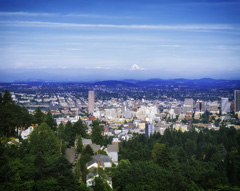 The city of Portland, Oregon from above