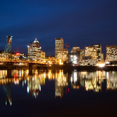 The skyline of Portland Oregon, in the United States