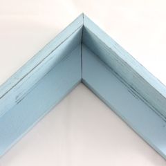 This deep L-shaped canvas floater, features distressed wood, lightly coated in sky Blue paint, revealing light peeks of black, perfect for a rustic style.

Ideal for mounting 1.5 " deep (thick) gallery wrapped canvas portraits, paintings or Giclée prints.

*Note: These canvas floaters are for stretched canvas prints and paintings, and raised wood panels.